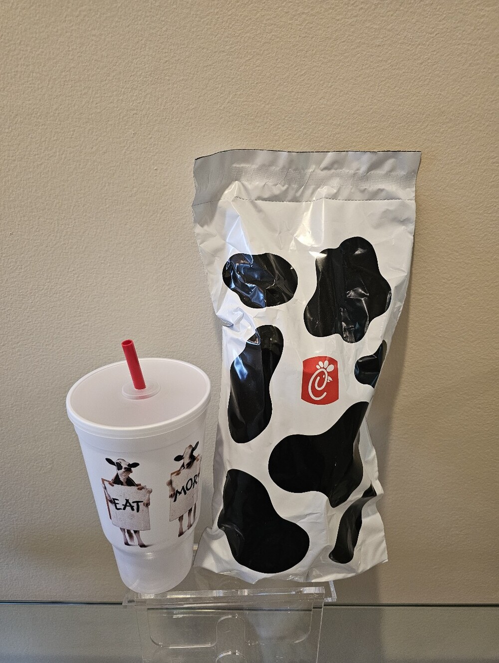 LIMITED EDITION..NEW/SEALED Chick Fil A Tall Plastic Cup with Straw...NEW/SEALED